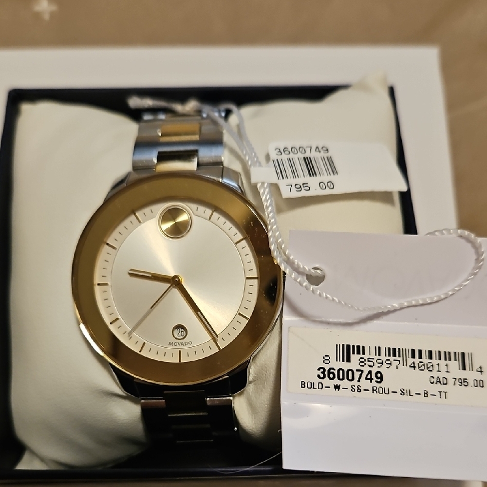 Movado Bold Two-Tone Gold and Silver Watch